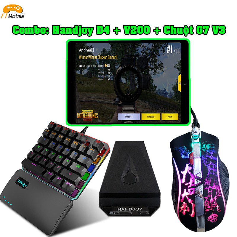 [ Hàng Hot ] [Mã SKAMPUSHA8 giảm 8% đơn 300K] Handjoy D4 | Bộ Chuyển đổi chơi game bàn phím chuột dành cho điện thoại má