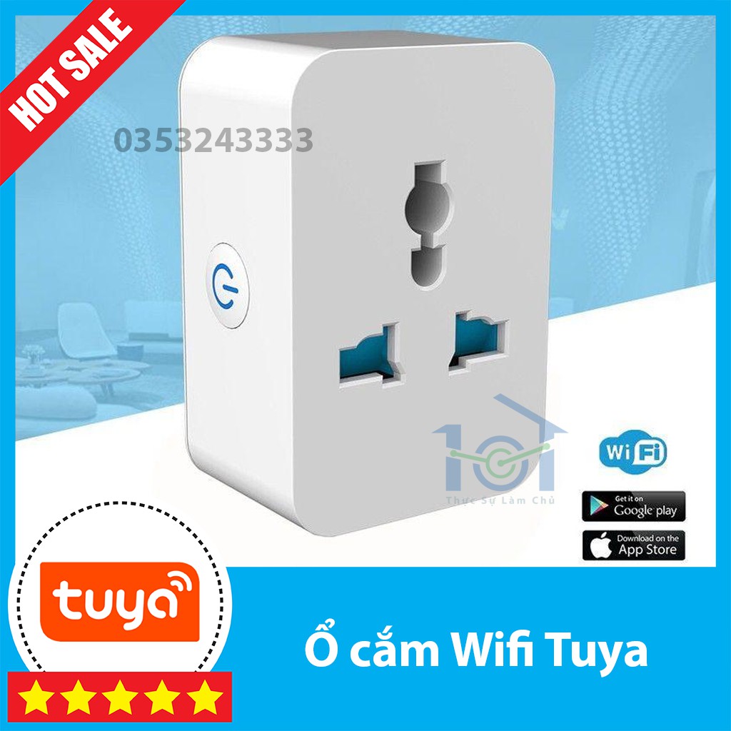 Ổ cắm Tuya Wifi di động- hỗ trợ Google/Alexa - điều khiển từ xa qua điện thoại, hẹn giờ, bật tắt.