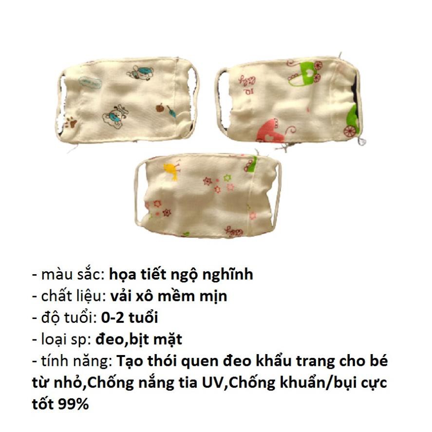 Khẩu trang xô cotton 4 lớp họa tiết xuất nhật cho bé 3 tuổi đổ lại Châu Shop