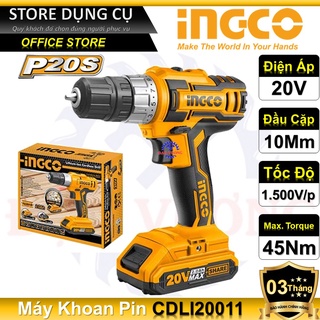 20v máy khoan 10mm dùng pin lithum ingco cdli20011 | bộ 1 kèm 1 pin và 1 sạc nhanh