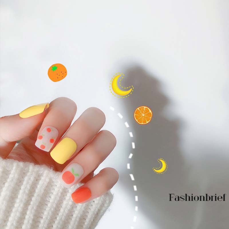 Set 24 móng tay giả in hình trái cây mùa hè dễ thương