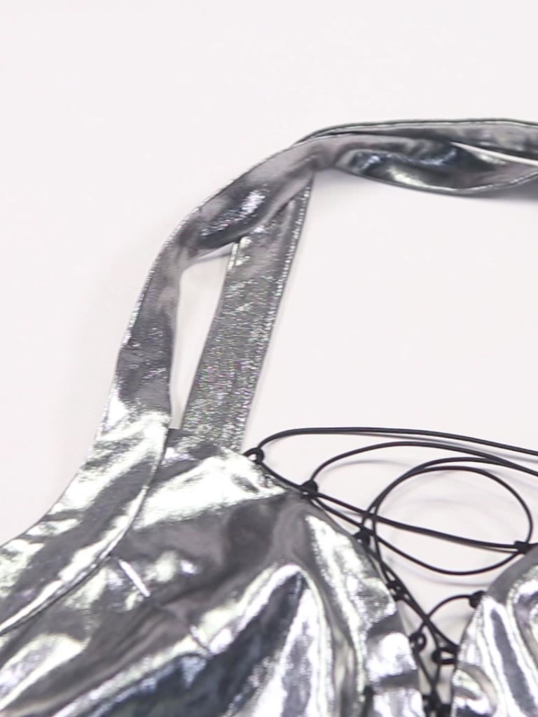 Kliou Áo Liền Quần Không Tay Cổ Chữ V Màu Bạc Sáng Cổ Điển Thời Trang Mùa Hè Mới 2023 Dành Cho Bạn Nữ | BigBuy360 - bigbuy360.vn