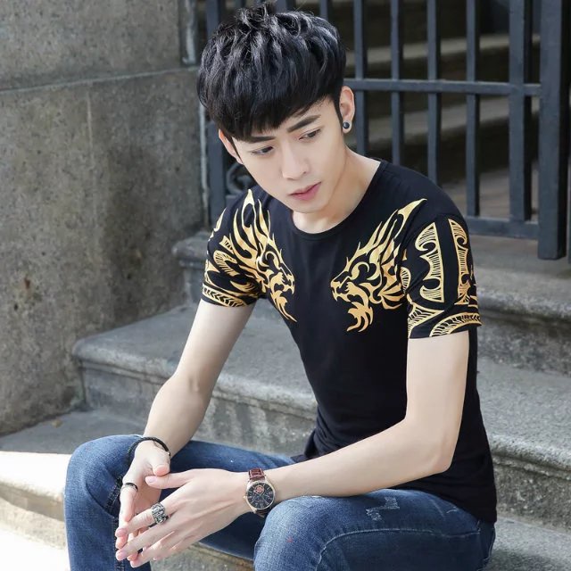 Bộ Quần Áo Thun Thể Thao Nam In Họa Tiết Rồng Vàng Cá Tính Zenkonam MEN QA 159