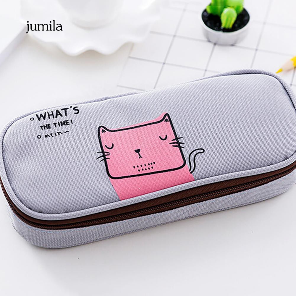 Túi đựng bút chì bằng vải canvas in họa tiết động vật đáng yêu dành cho các bé