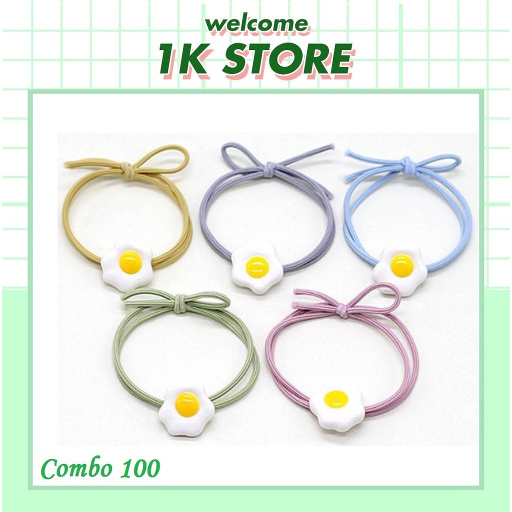 Combo 100 Dây Buộc Tóc Trứng Ốp La Ulzzang Siêu Hot Trend K19