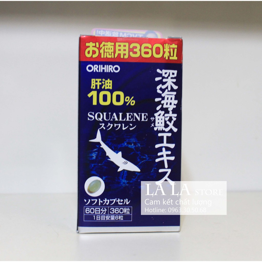 Viên uống Orihiro Shark Squalene 360 viên chiết xuất dầu gan cá mập sụn vi cá mập Nhật Bản