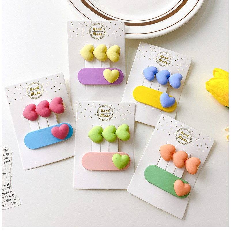 [Mã FAMARAL1 giảm 10K đơn 50K]Set 2 Kẹp tóc hình Trái tim Dễ Thương phong cách Hàn Quốc