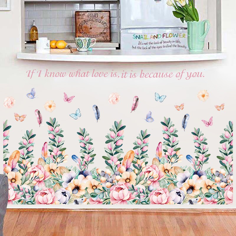 Tranh decal dán tường GIỎ HOA MỚI -Decal dán tường trang trí phòng khách