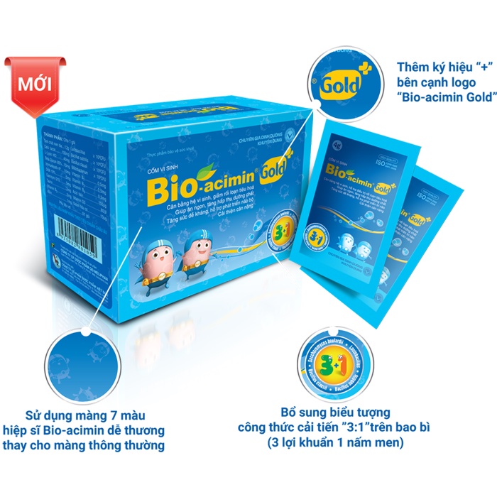 Cốm vi sinh Bio-acimin Gold tiêu hoá khoẻ - trẻ ăn ngon, 30 gói.
