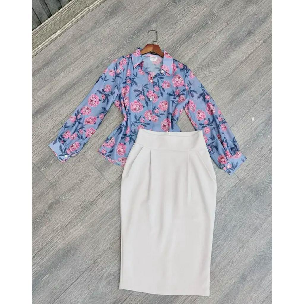 Chân Váy Bút Chì Dáng Dài 65cm 2 lớp có túi chéo hai bên dạng bomber che bụng dưới