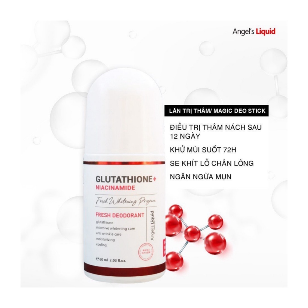 Lăn nách mờ thâm, dưỡng trắng da Angel's Liquid Glutathione plus Niacinamide Arbutin Fresh Deodorant 60ml