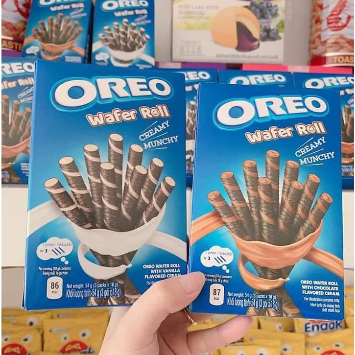 [Date: 12/2022] Bánh Quế OREO Wafer Roll - Hộp 54gr gồm 3 gói
