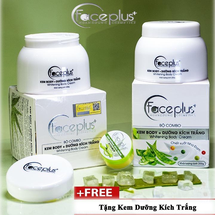Combo kem body và dưỡng kích trắng Faceplus giúp da trắng mịn 200g