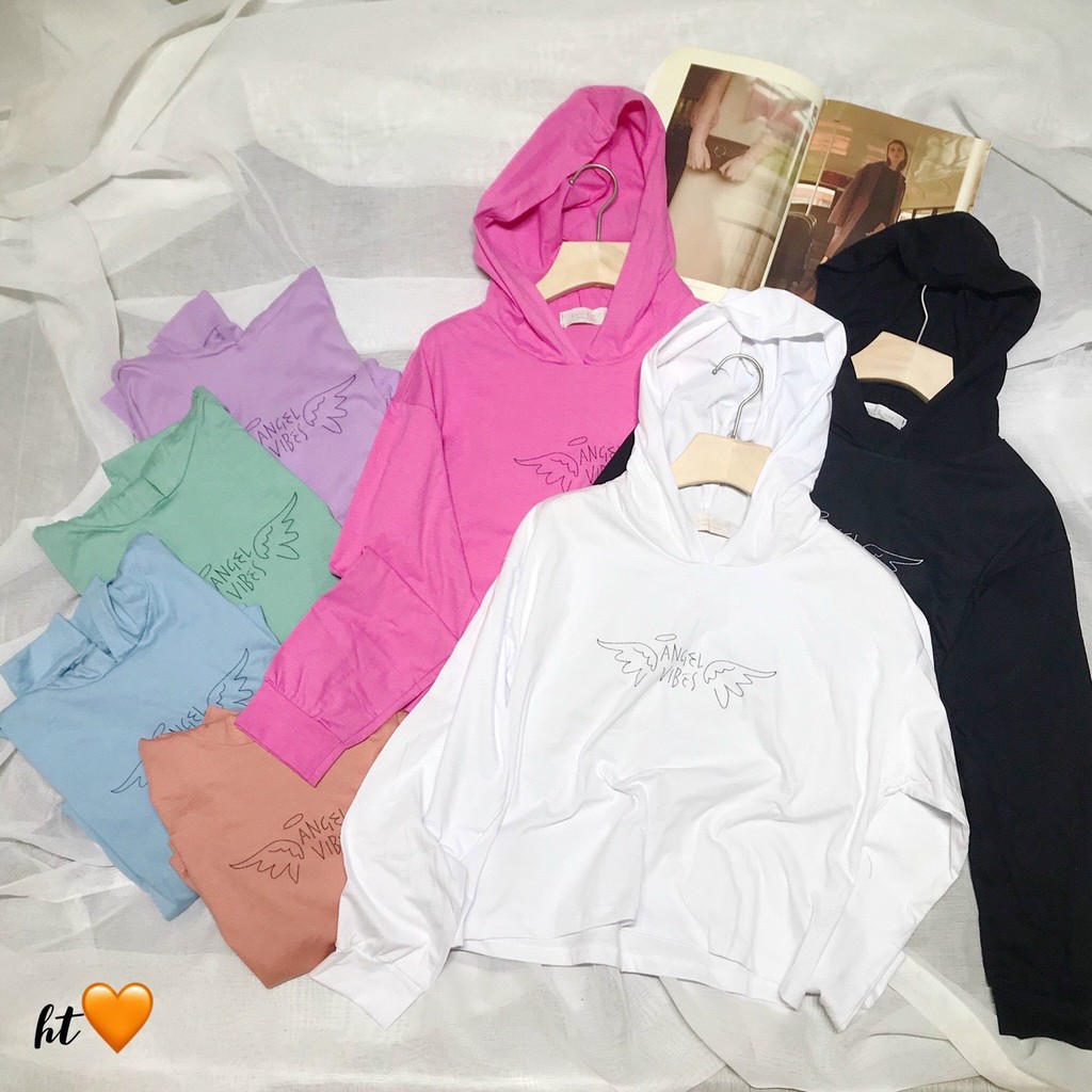 ÁO HOODIE thun mỏng, hình cánh thiên thần ẢNH THẬT nhiều màu, dáng rộng