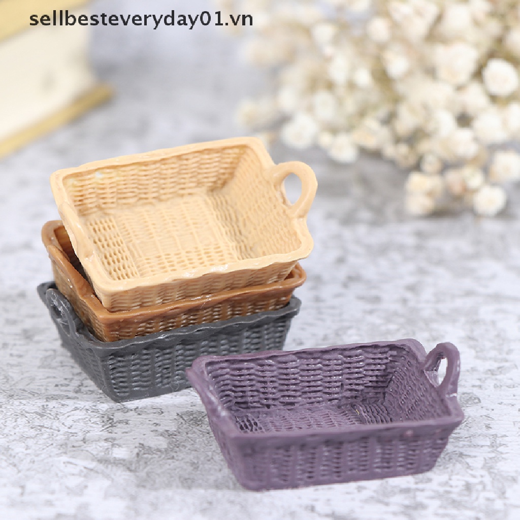 Mô hình giỏ đựng đồ mini bằng nhựa resin tỉ lệ 1/12 trang trí nhà búp bê
