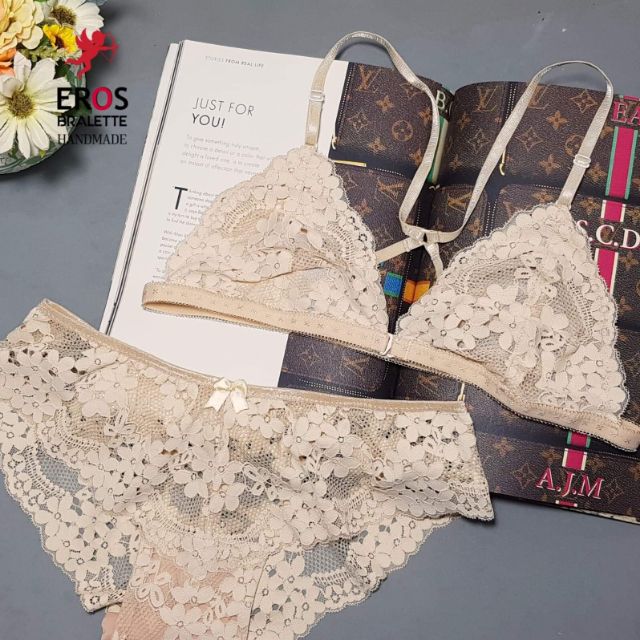 Sét áo lót bralette dây chữ x cài trước