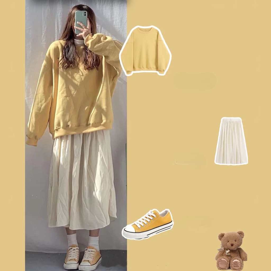 Set áo hoodie và chân váy chữ A thiết kế mới thời trang dành cho nữ (có bán lẻ)