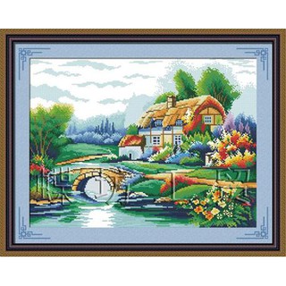 Tranh Thêu Chữ Thập An Vui Tự Tại F253 (KHÁCH TỰ THÊU) KT:48X61CM
