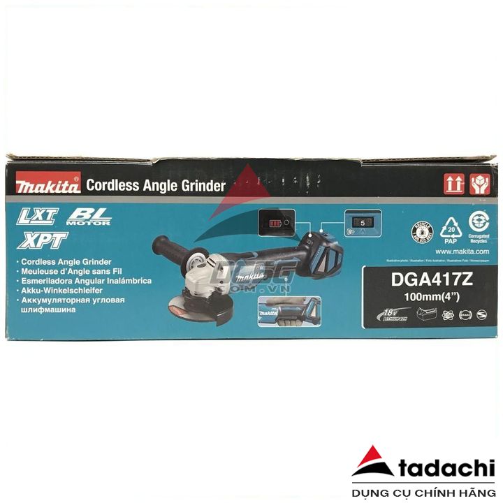 Máy mài góc 100mm dùng pin 18V Makita DGA417Z (không pin sạc) | Tadachi