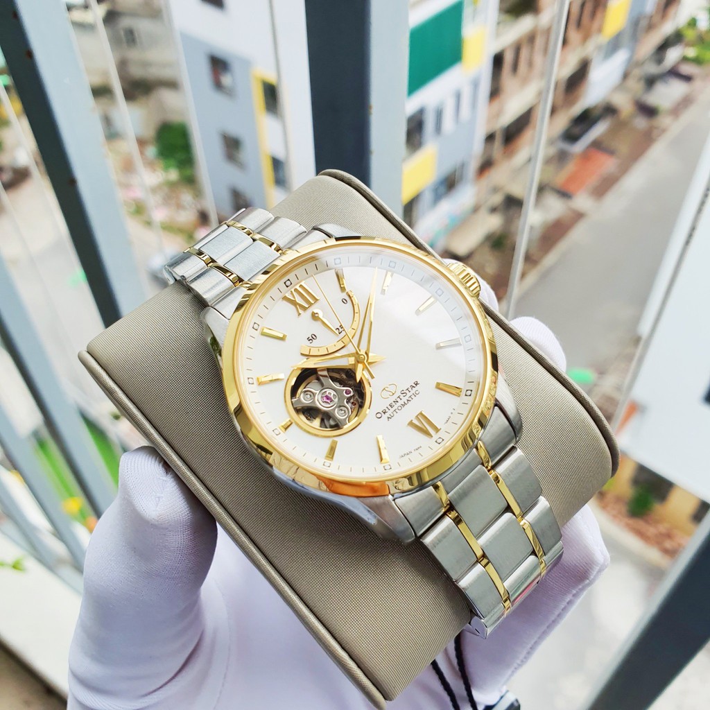 Đồng hồ Nam chính hãng Orient Star RE-AT0004S00B Automatic Demi vàng-Máy cơ tự động-Dây kim loại cao cấp-Size 39mm
