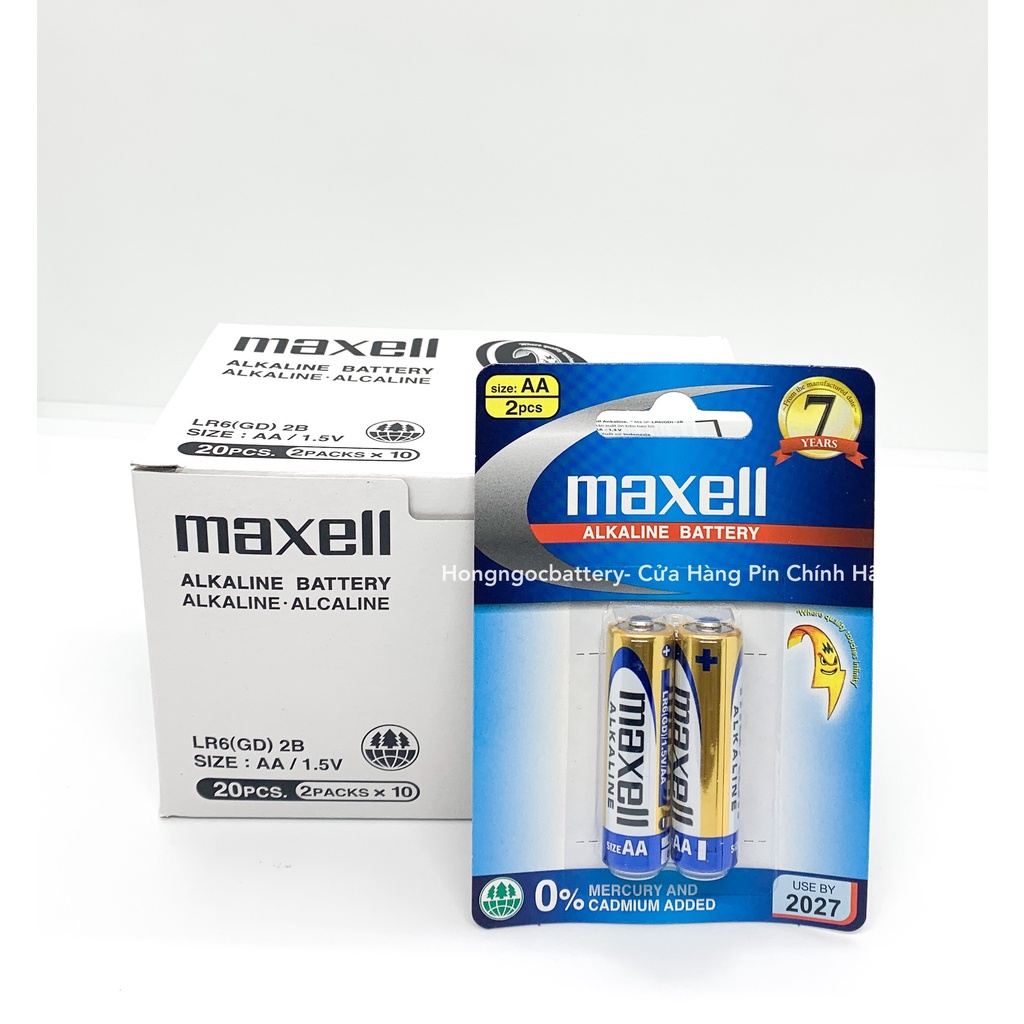 Vỉ 2 Viên Pin AA - AAA ( Pin Tiểu ) Maxell Alkaline - Chính Hãng