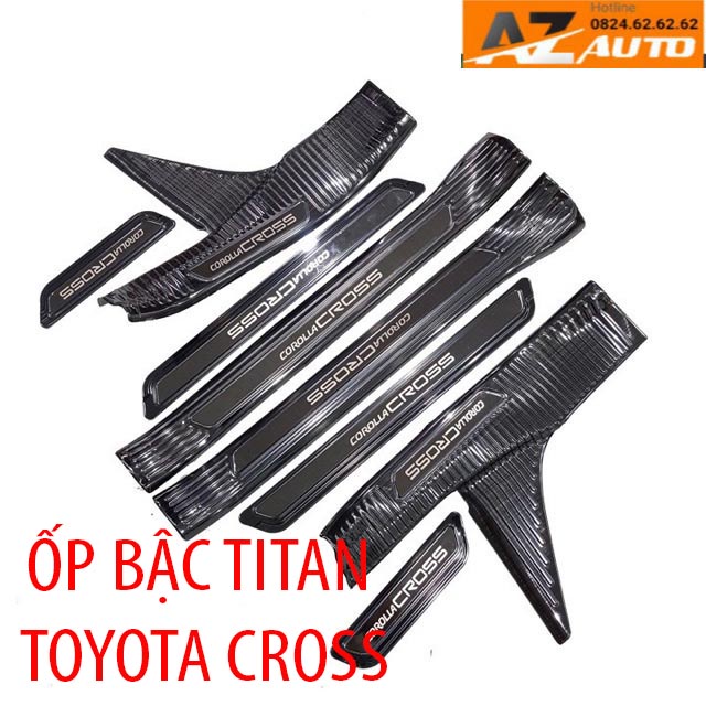 Ốp bậc cửa, Nẹp bước chân trong, ngoài Toyota Corolla Cross 2020-2021, Mẫu Titan | BigBuy360 - bigbuy360.vn