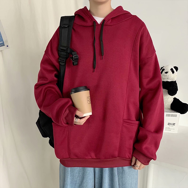 Áo hoodie dáng rộng AOKANG màu sắc đơn giản dễ phối đồ thời trang cho nam