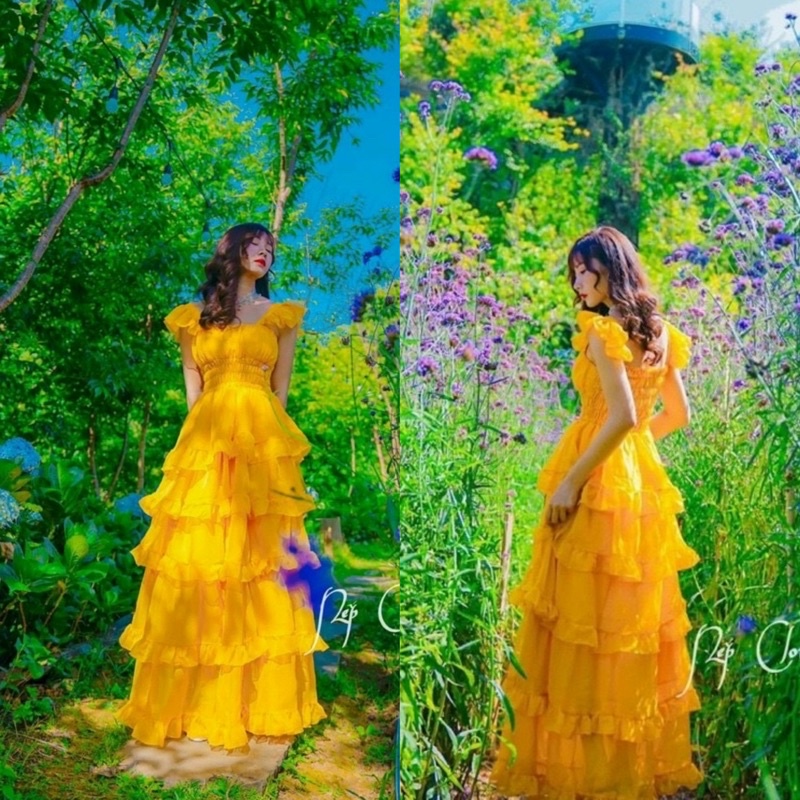 CLIP+HÌNH❤️ Đầm công chúa -Váy maxi trễ vai bèo nhiều tầng