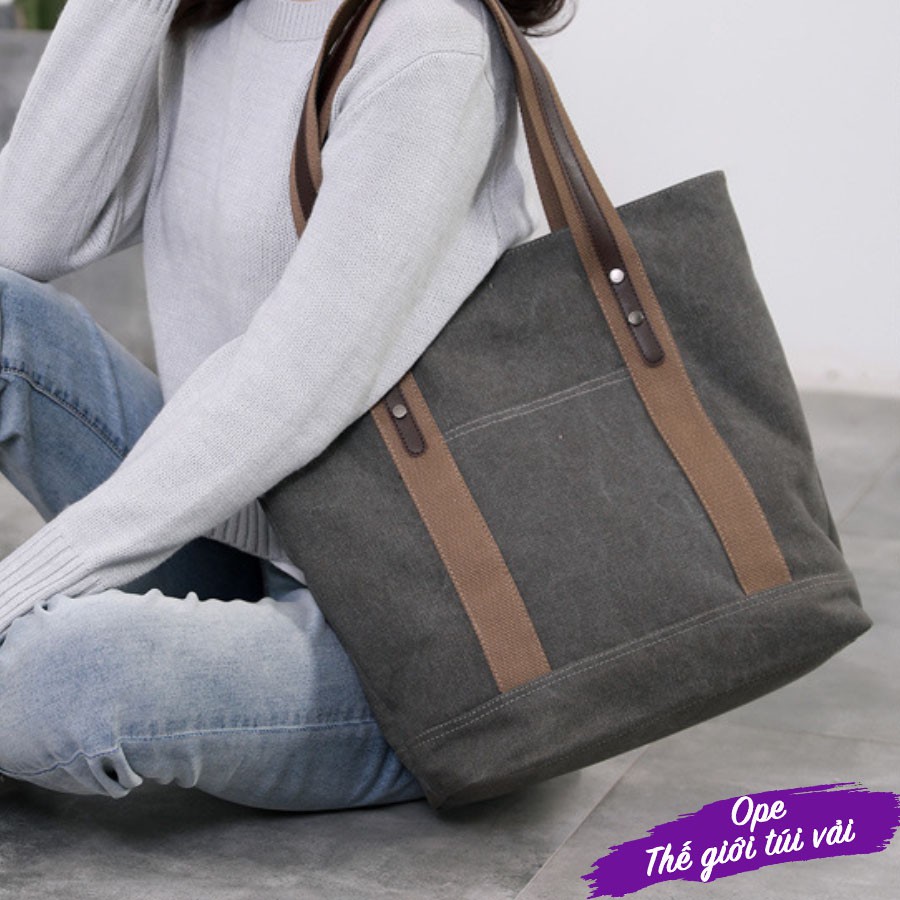 Túi tote canvas chất vải bố cao cấp, &lt;br&gt;túi tote vải có khoá kéo chắc chắn phù hợp đi làm, đi học