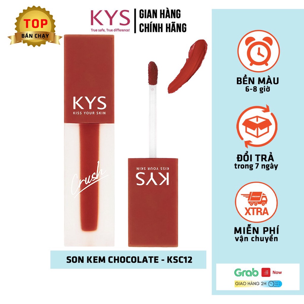 Son Kem Lì Siêu Mịn Đỏ Đất Chocolate Không Chì KYS Crush 3.5g