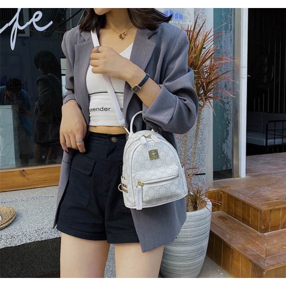 Balo nữ mini kèm phụ kiện móc treo thời trang - Hàng QC cao cấp BB175
