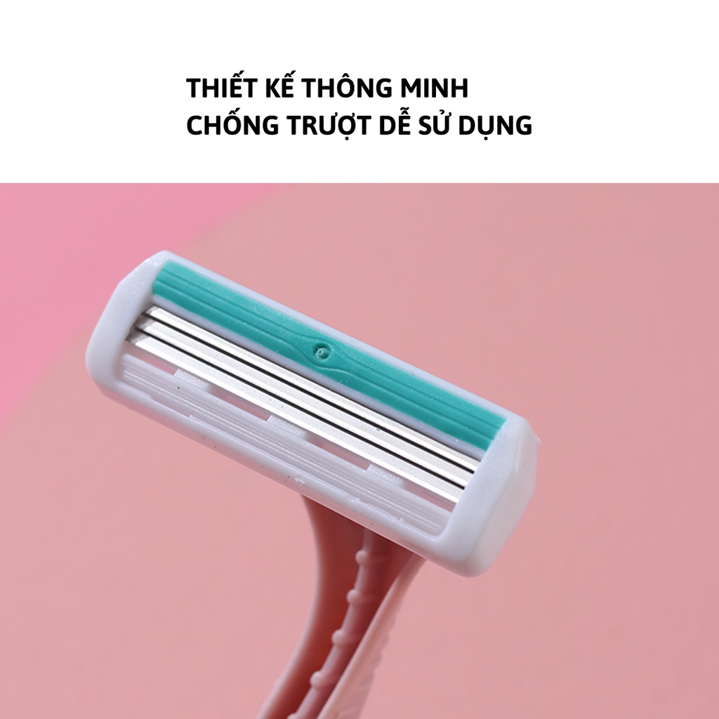 Combo 5 Dao cạo nữ 3 lưỡi Miniso cạo vùng kín bikini tiện gọn chống trượt