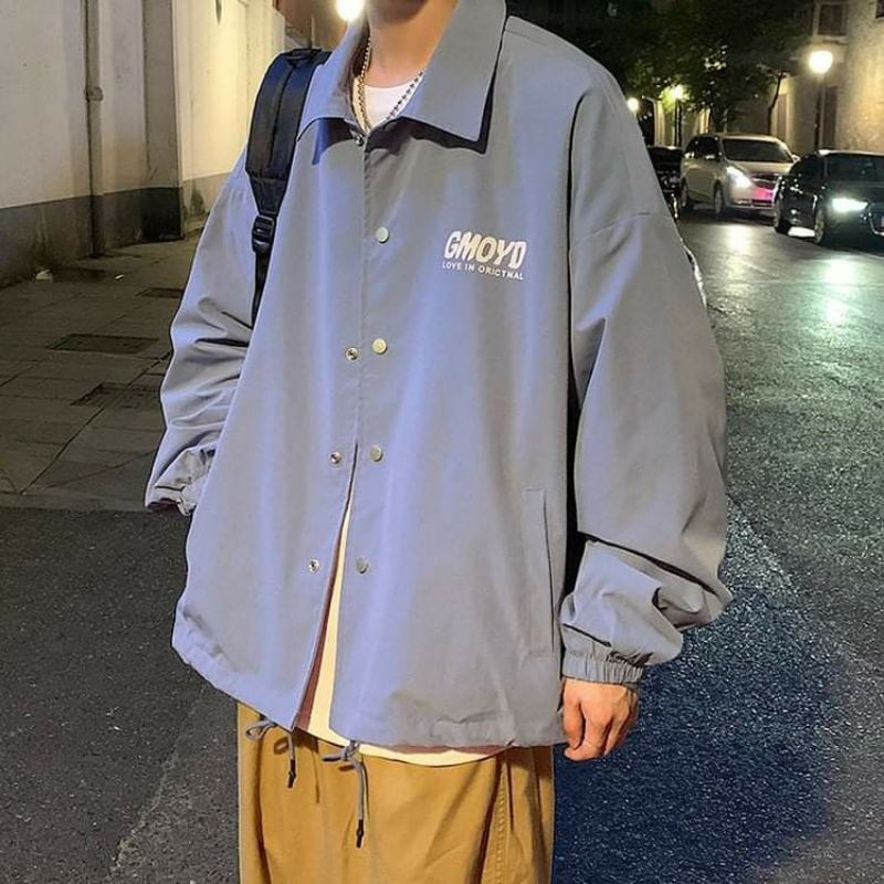 [MA AOKH3K GIAM 3%] Áo Khoác Dù Nam Nữ GMOYD Cổ Bẻ, Áo Khoác Sơ Mi Nút Bấm Cao Cấp In Mặt Cười BiTH Store AK001
