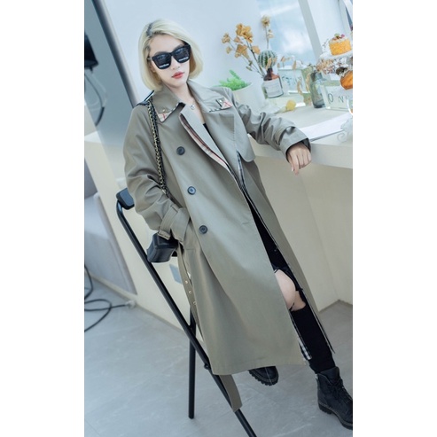 Áo khoác mang to nữ dáng dài qua gối thương hiệu thời trang cao cấp Burberry BBR mẫu 2021