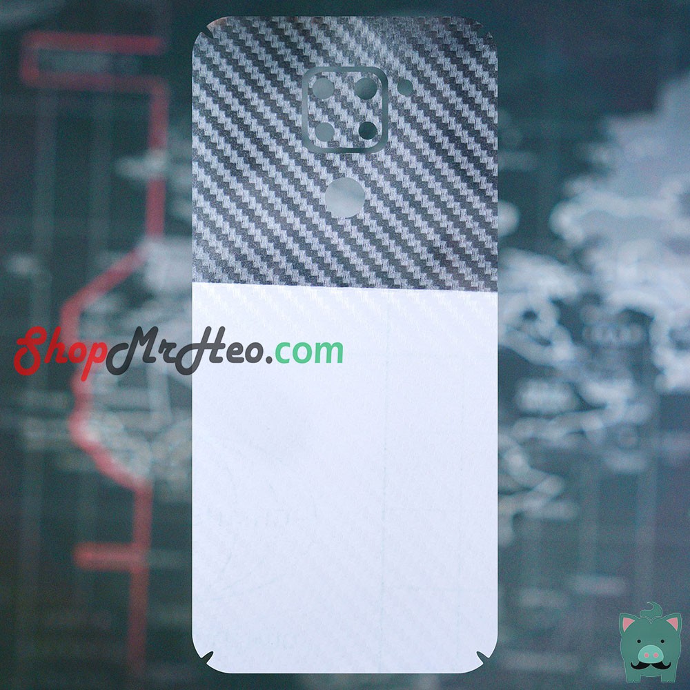 Skin Dán Mặt Sau Lưng Vân 3D Xiaomi Redmi Note 9 - Note 9s - Carbon, Hình Hộp, Nhám, Vân da