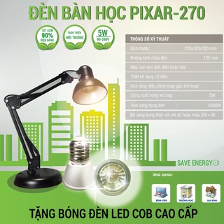 [ĐÈN BÀN] Đèn Bàn Học Sinh Chống Cận Thị Pixar BT-270 Besun LED Light (tặng kèm bóng đèn Cao Cấp 5W)