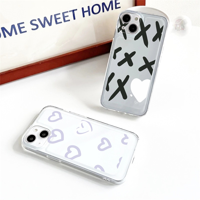 SUNTAIHO Ốp lưng iphone Ốp điện thoại dẻo trái tim/ chữ X thích hợp cho iPhone 11/ Pro/ 13 Pro/ Max 12 Pro/ Max/ XS Max/ XR/ 7/ 8 Plus