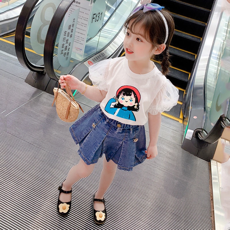 Mới Quần Short Denim Ống Rộng Thời Trang 2022 Dành Cho Bé Gái