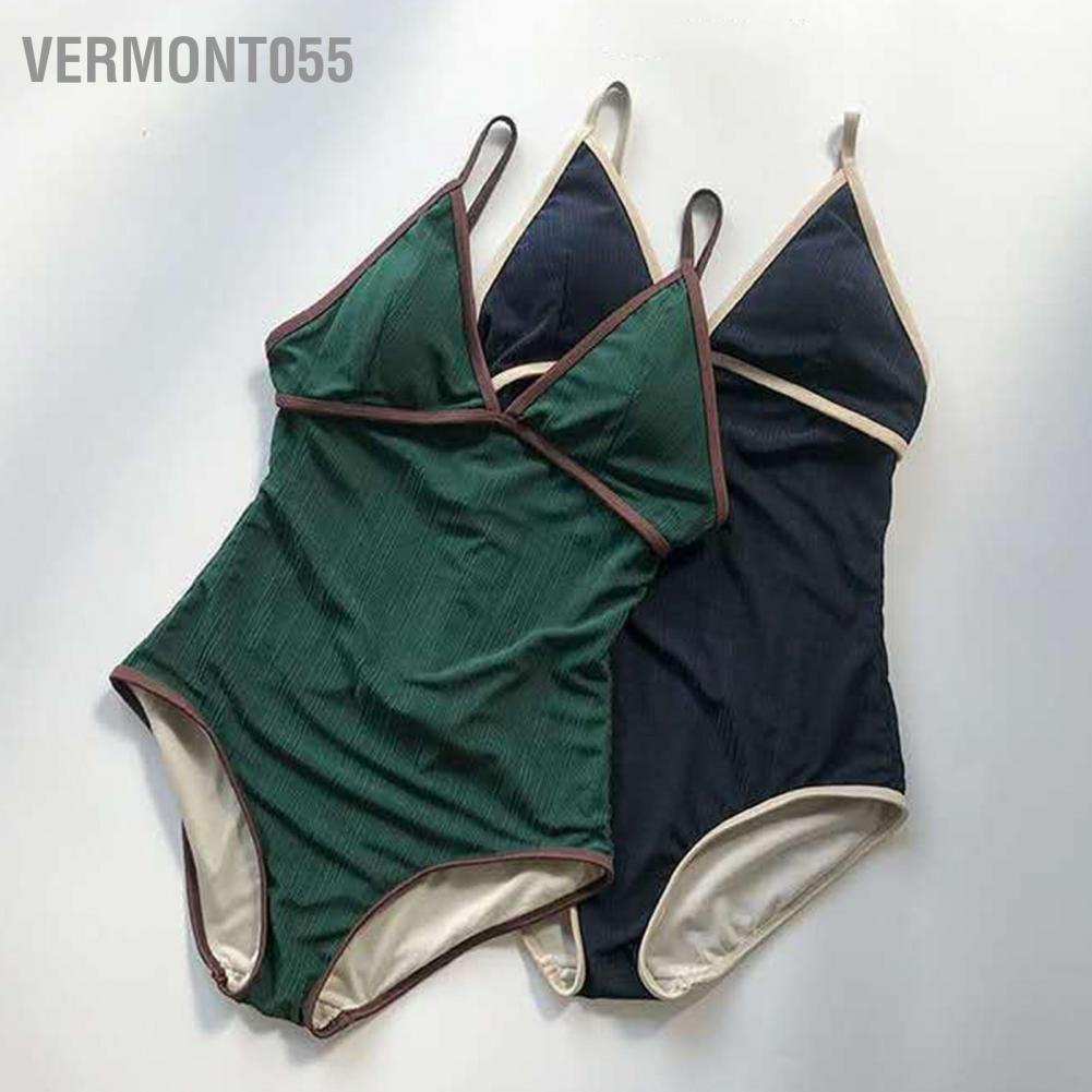 Có thể bán buôn Đồ bơi nữ một mảnh cổ V Retro Đơn giản giảm béo cho kỳ nghỉ nhiệt đới Bãi biển mùa hè Hồ tuần trăng mật Hàng giao ngayVermont055