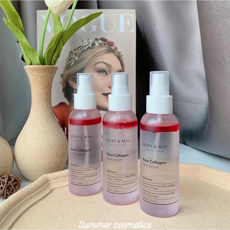 Xịt khoáng serum 2 lớp MARY & MAY ROSE COLLAGEN MIST SERUM 100ml