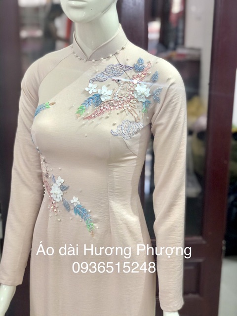 ÁO DÀI CÔ DÂU MÀU HỒNG DA