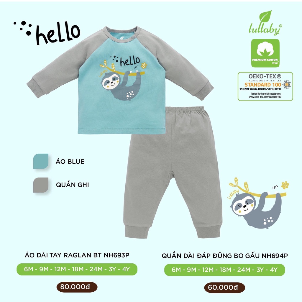 Bộ raglan dài tay Lullaby sale sốc