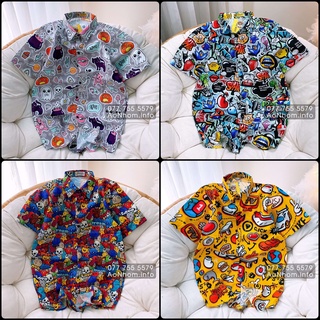 Áo Sơ Mi Hoạt Hình - Ma Mèo Trái Dâu Cá Mập Halloween - Áo Đôi Đồng Phục Nhóm Lớp Team Building #AA