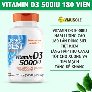 Vitamin D3 5000 IU bổ sung nâng cao sức đề kháng (180 viên)