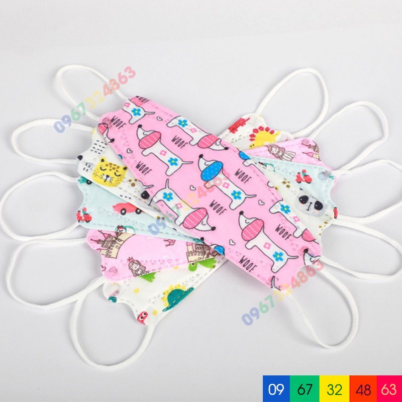 Combo 5 CHIẾC Khẩu Trang Cho Bé 4D KF94 Từ 3-12 Tuổi Kháng Khuẩn Công Nghệ Hàn Quốc Chất Lượng Cao