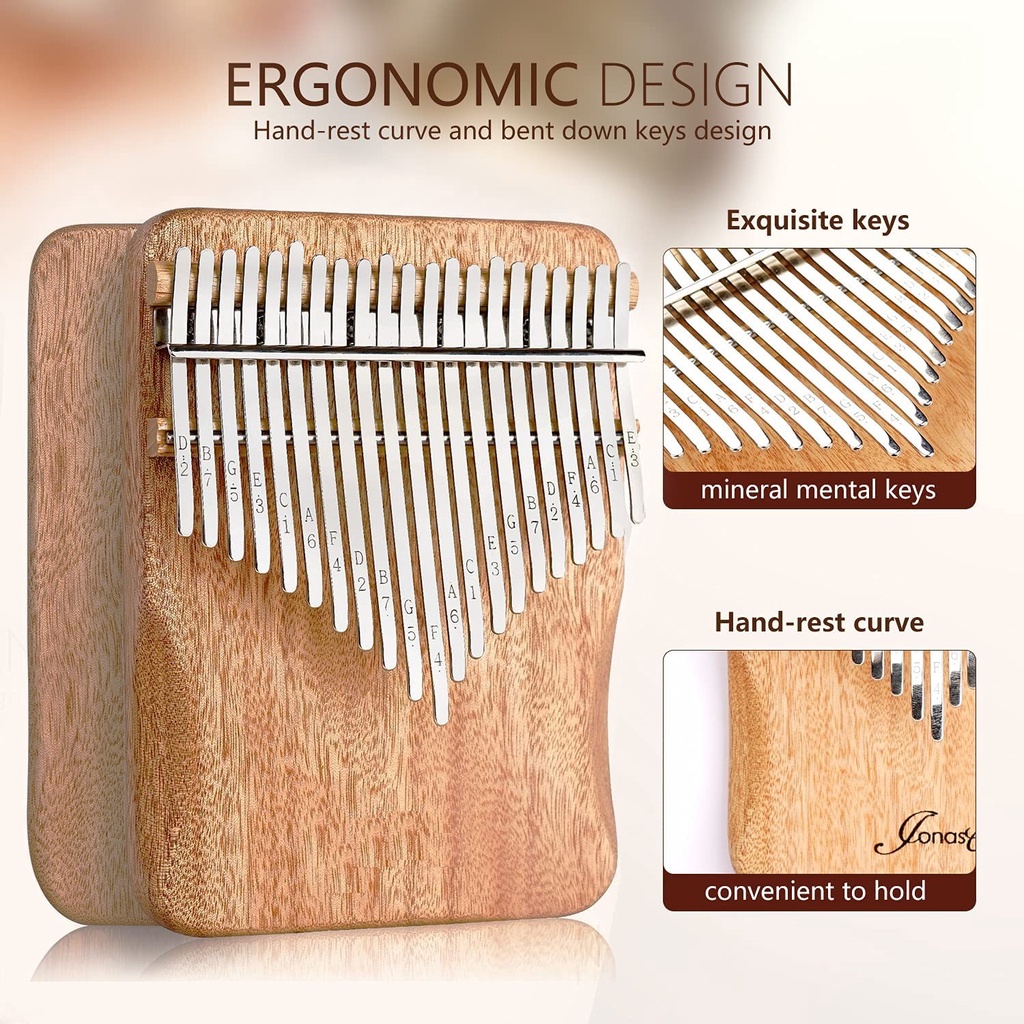 Đàn kalimba TONIC 21 phím gỗ Gụ Mahogany bao gồm phụ kiện mẫu ngẫu nhiên