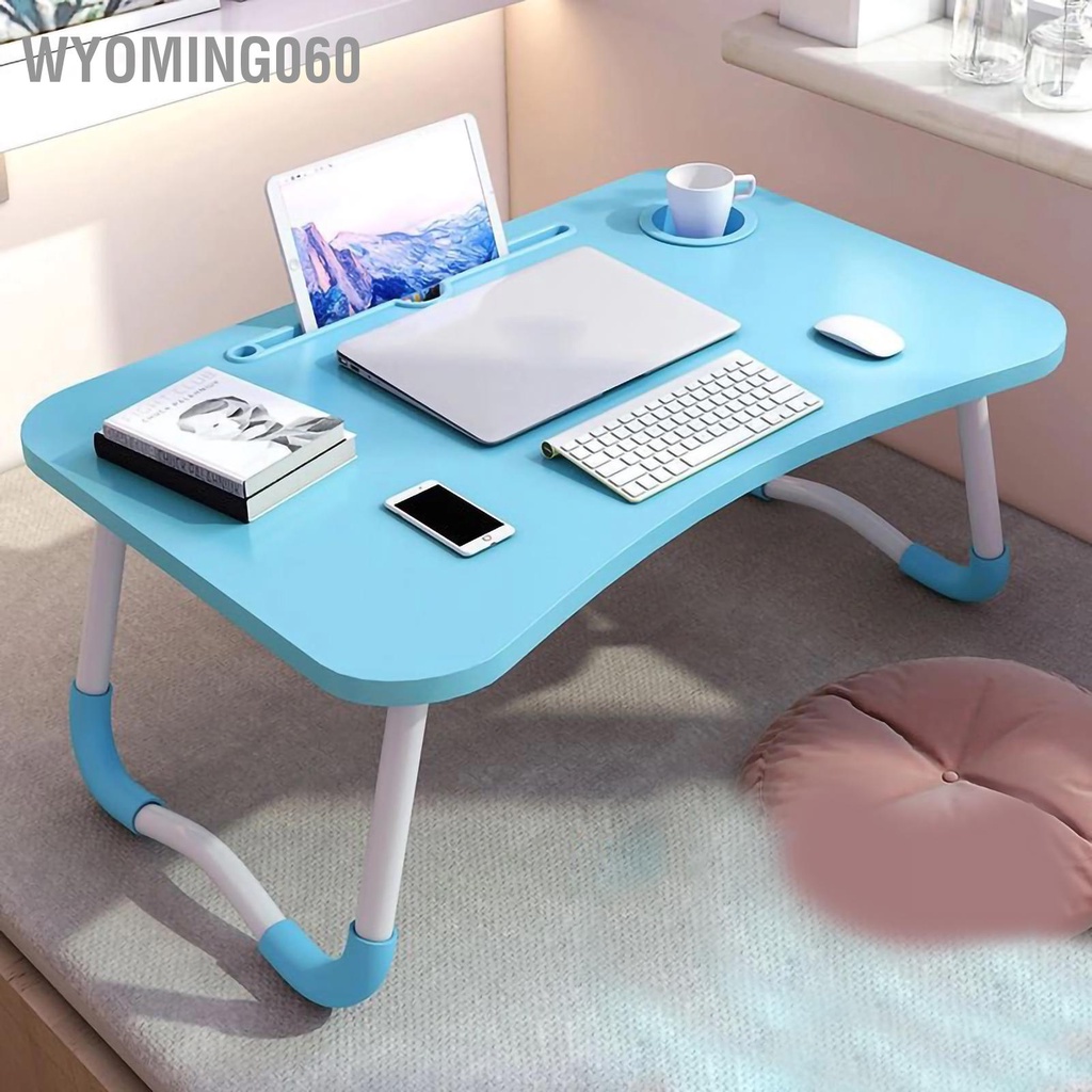 Bàn để trên giường gấp gọn lại được giữ máy tính xách tay có ngăn giữ cốc sử dụng tại nhà