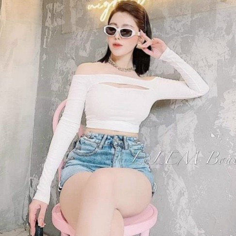 áo kiểu thun thái trễ vai khoét cut out ngực hở eo siêu hot