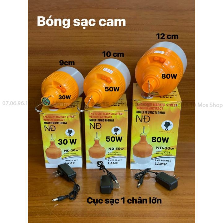 Bóng đèn LED sạc tích điện 50W/80W/120W với 3 chế độ sáng Mos Shop