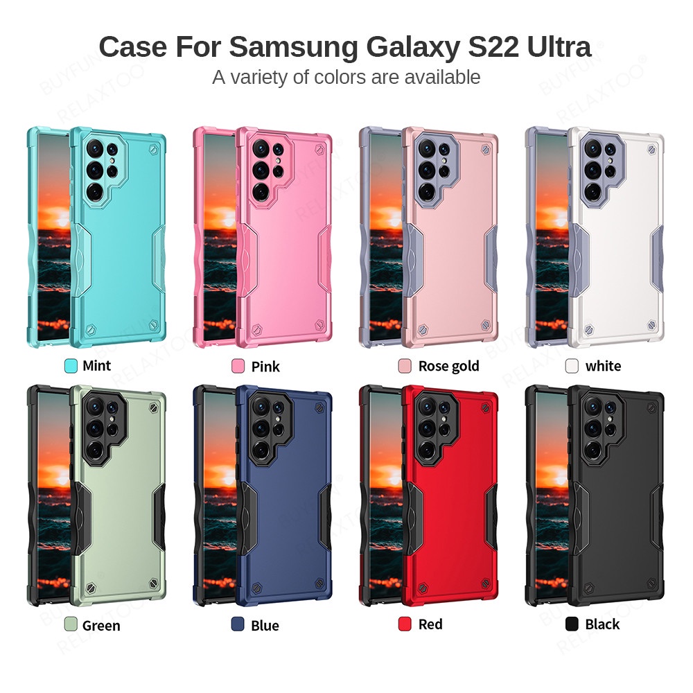 For Samsung Galaxy S22 Ultra Case Military Grade Hard Armor Cover Sumsung S 22  Plus S22 S22Ultra S21FE S20FE Camera Shockproof TPU Frame Fundas
